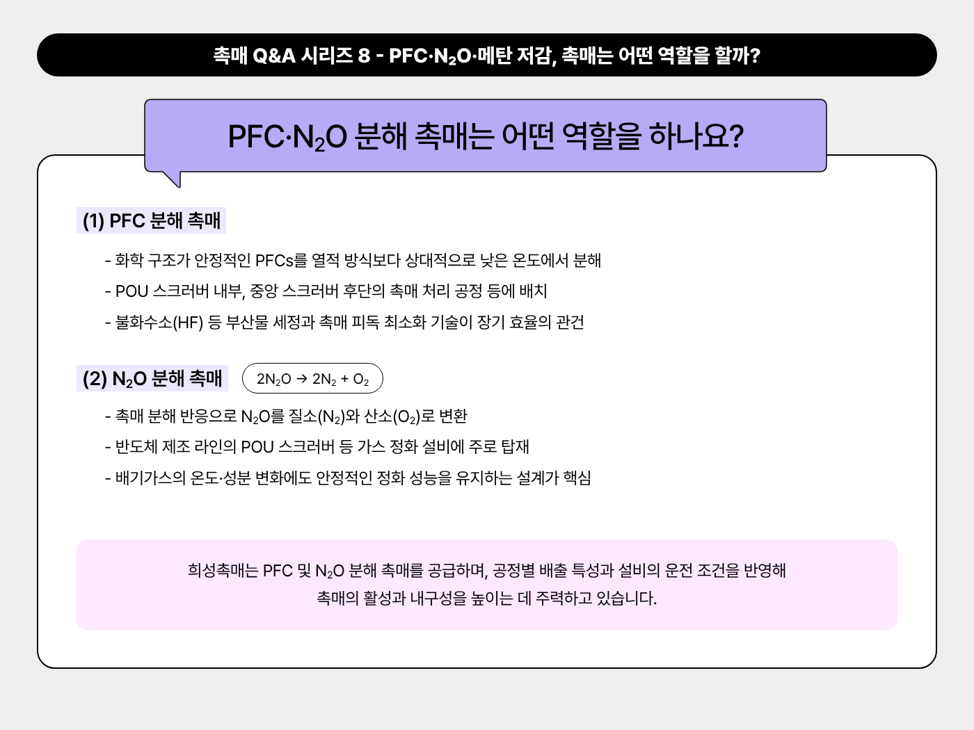 PFC·N₂O 분해 촉매는 어떤 역할을 하나요?