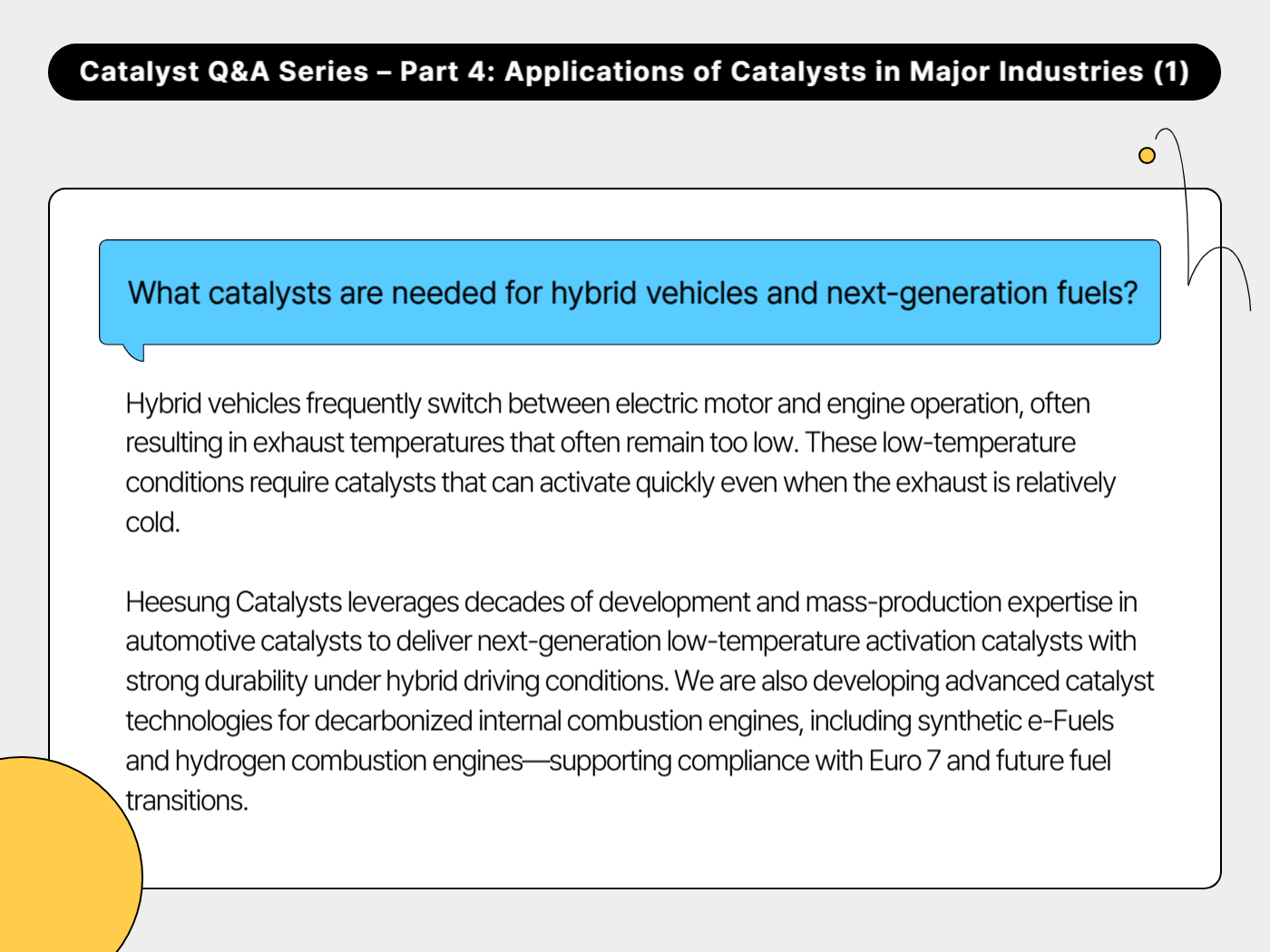 What catalysts are needed for hybrid vehicles and next-generation fuels?